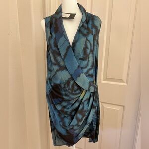 NWT Black Halo mini dress fitted wrap - multicolored blue green black